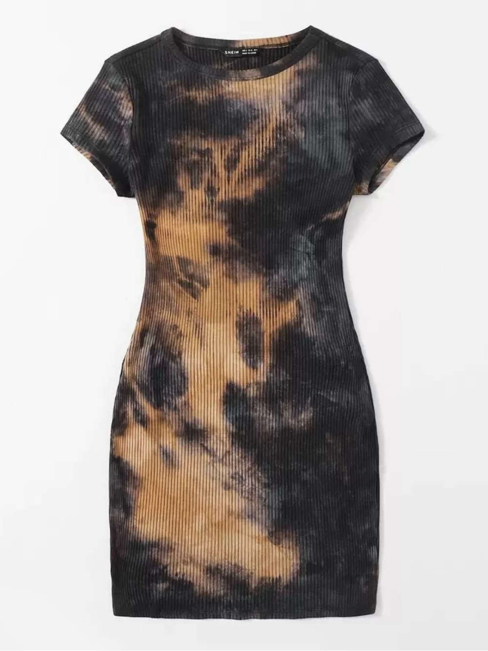 NWOT Ribbed Cotton Tie Dye Bodycon Mini Dress
